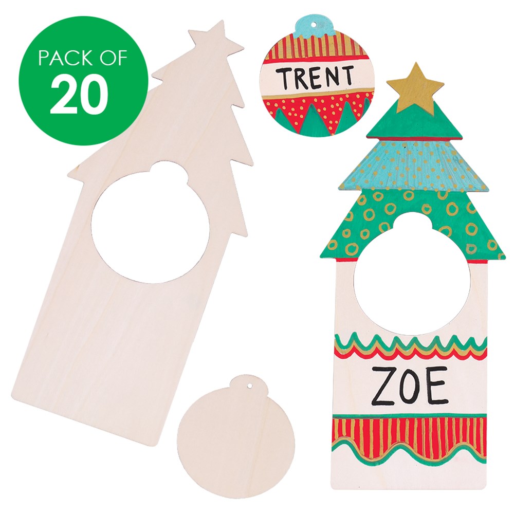 Wooden Christmas Tree Door Hangers - Pack of 20