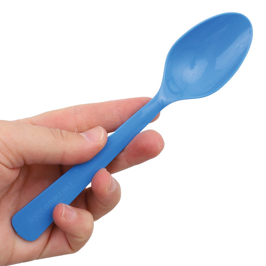 Reusable Plastic Spoons - Blue - Pack of 20