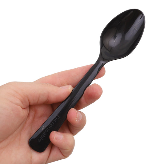 Reusable Plastic Spoons - Black - Pack of 20