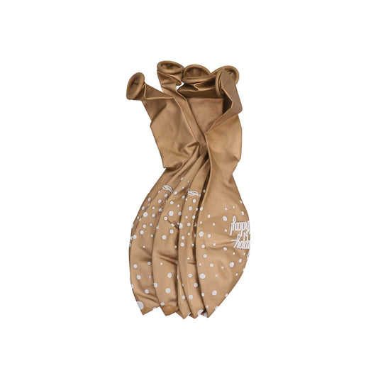 Happy Birthday Balloons - Gold - Pack of 6