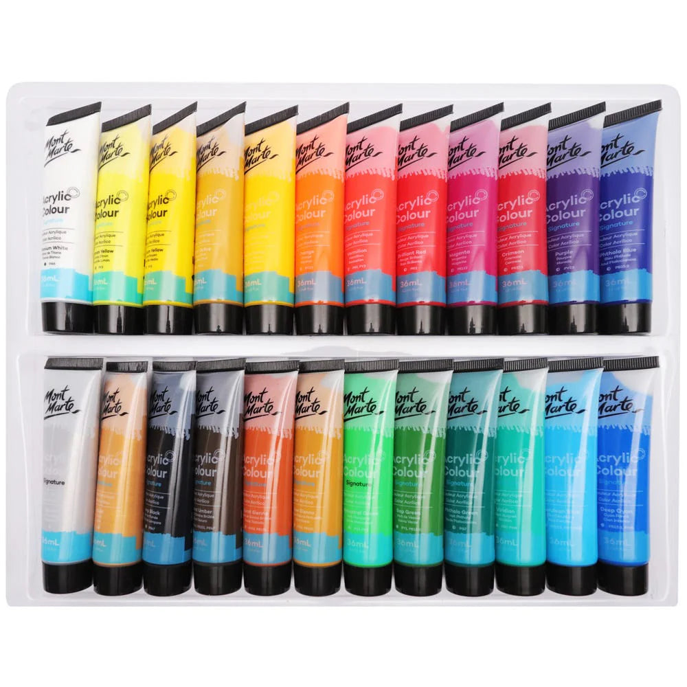 Mont Marte Acrylic Paint Tubes - 36ml - Pack of 24