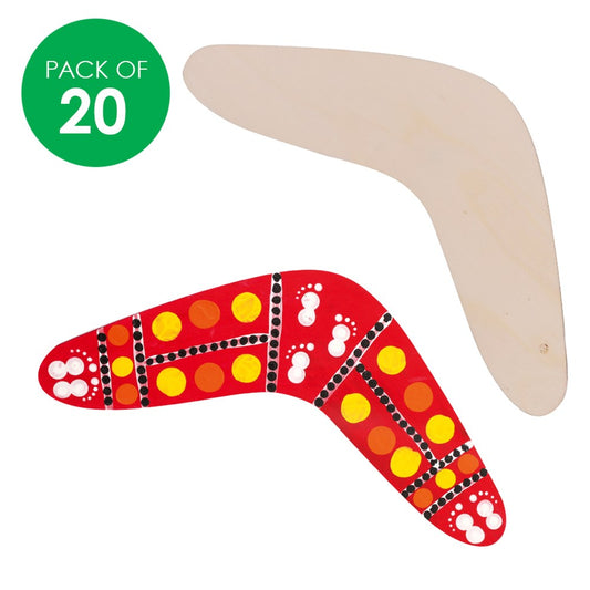 Wooden Boomerang Shapes - Small - Pack of 20