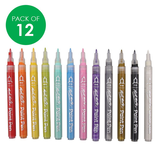Mont Marte Acrylic Paint Pens - Fine Tip - Pack of 12