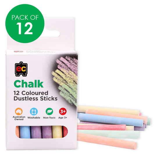 EC Dustless Chalk - Coloured - Pack of 12