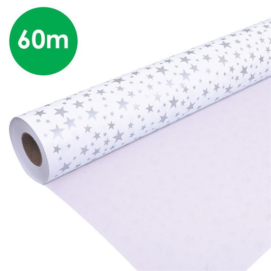 Wrapping Paper - Silver Stars - 50cm x 60m