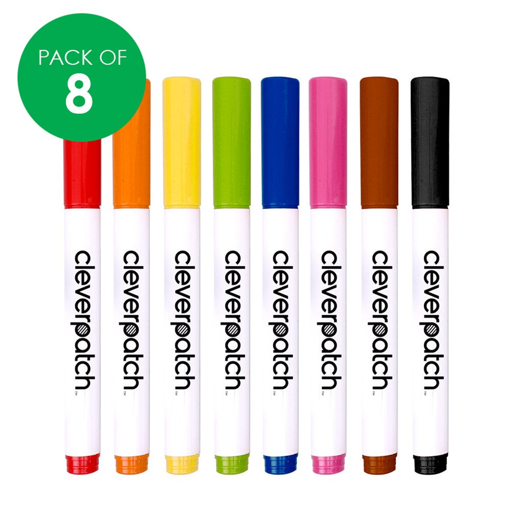 CleverPatch Whiteboard Markers - Coloured - Pack of 8