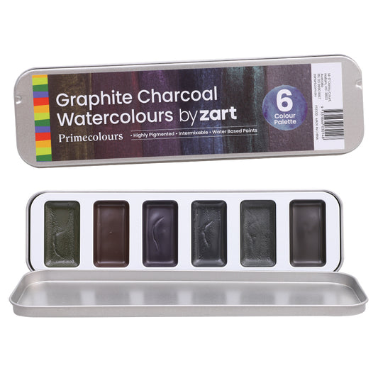 Graphite Charcoal Watercolour Palette - 6 Well