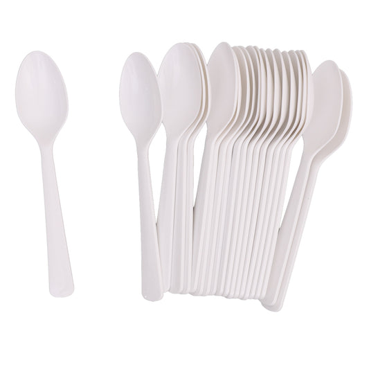 Reusable Plastic Spoons - White - Pack of 20
